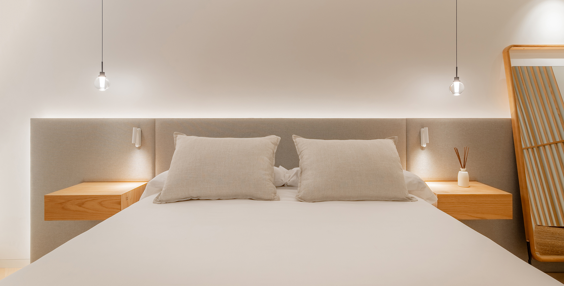 Japandi penthouse bedroom